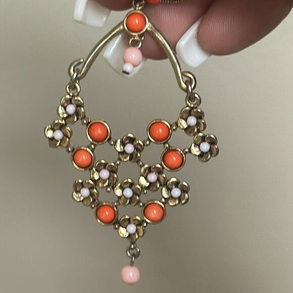 Floral Beaded Chandelier Earrings! - Picture 3 of 11